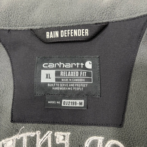 Carhartt Storm Defender Jacket Black Sz XL Rain Defender Embroider Logo Outdoor - Picture 9 of 16